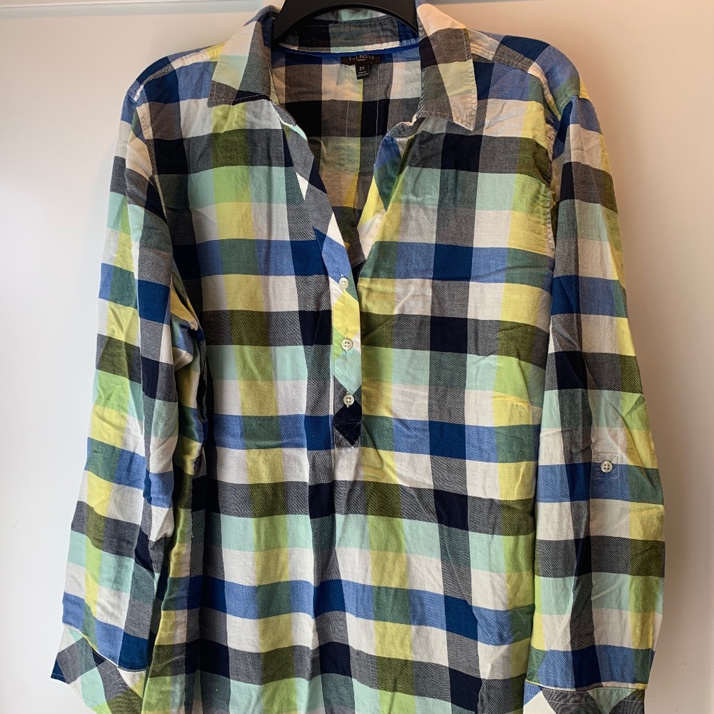 Checkered, pullover casual blouse